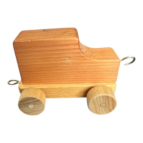 Vtg Wooden Train Set 4 Cars Rolling Locomotive Caboose Side Cars 32" Handmade - Picture 12 of 16